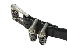 Load image into Gallery viewer, 極美品 CHROME HEARTS クロムハーツ 3ピース ローラーベルト サイズ36 レザー シルバ−925 ブラック 中古 4b006555