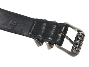 極美品 CHROME HEARTS クロムハーツ 3ピース ローラーベルト サイズ36 レザー シルバ−925 ブラック 中古 4b006555