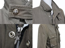 Load image into Gallery viewer, 極美品 CHROME HEARTS クロムハーツ チェリーボム クロスボタン ジャケット ダブルジップ カーキ シルバー金具 サイズM 中古 4b006557
