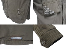 Load image into Gallery viewer, 極美品 CHROME HEARTS クロムハーツ チェリーボム クロスボタン ジャケット ダブルジップ カーキ シルバー金具 サイズM 中古 4b006557