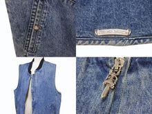 Load image into Gallery viewer, 極美品 CHROME HEARTS クロムハーツ VEST-M-HOMER ホーマー デニムボアベスト サイズL ダガージップ クロスボール ブルー 中古 4b006558