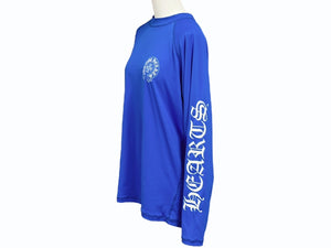 極美品 CHROME HEARTS クロムハーツ ラッシュガード CHプラスホースシュー スイムウェア 長袖 ブルー ポリエステル スパンデックス サイズL 中古 4b006559 
