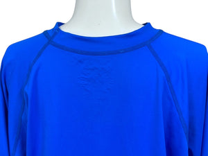 極美品 CHROME HEARTS クロムハーツ ラッシュガード CHプラスホースシュー スイムウェア 長袖 ブルー ポリエステル スパンデックス サイズL 中古 4b006559 