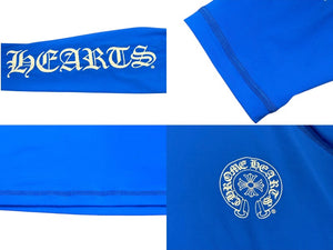 極美品 CHROME HEARTS クロムハーツ ラッシュガード CHプラスホースシュー スイムウェア 長袖 ブルー ポリエステル スパンデックス サイズL 中古 4b006559 