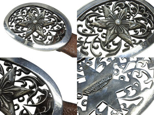 [USED/中古]CHROME HEARTS クロムハーツ ベルト・バックル OVAL STAR LARGE BUCKLE BELT ブラウン　ベルト レザー シルバー925 Cランク 中古 4b006560