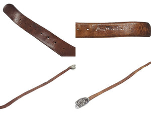 [USED/中古]CHROME HEARTS クロムハーツ ベルト・バックル OVAL STAR LARGE BUCKLE BELT ブラウン　ベルト レザー シルバー925 Cランク 中古 4b006560