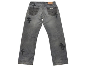 CHROME HEARTS クロムハーツ セメタリー クロスパッチ デニムパンツ リーバイス LEVI`S 501 サイズ31 ブラック 美品 中古 4b006561 