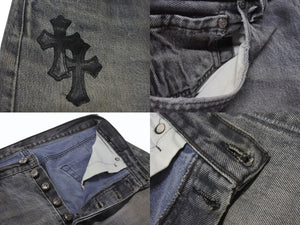 CHROME HEARTS クロムハーツ セメタリー クロスパッチ デニムパンツ リーバイス LEVI`S 501 サイズ31 ブラック 美品 中古 4b006561 