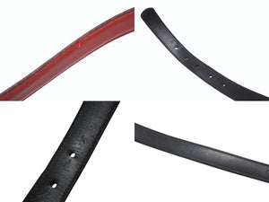 CHROME HEARTS クロムハーツ ベルト バックル クラシックオーバルクロス スモール ブロンズ レザー レッド サイズ34 美品 中古 4b006562