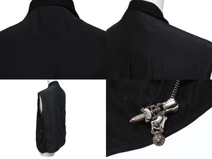 CHROME HEARTS クロムハーツ PAPA V2 SLK CTN パパ ジップアップベスト サイズS ダガージップ シルク コットン ブラック 美品 中古 4b006566