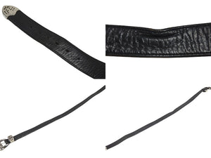 CHROME HEARTS クロムハーツ 3PC Classic 3PC belt ベルト ブラック レザー シルバー925 美品 中古 4b006567