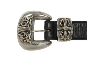 CHROME HEARTS クロムハーツ 3PC Classic 3PC belt ベルト ブラック レザー シルバー925 美品 中古 4b006567
