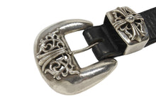 Load image into Gallery viewer, CHROME HEARTS クロムハーツ 3PC Classic 3PC belt ベルト ブラック レザー シルバー925 美品 中古 4b006567