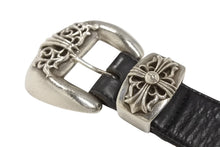 Load image into Gallery viewer, CHROME HEARTS クロムハーツ 3PC Classic 3PC belt ベルト ブラック レザー シルバー925 美品 中古 4b006567