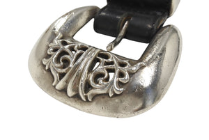 CHROME HEARTS クロムハーツ 3PC Classic 3PC belt ベルト ブラック レザー シルバー925 美品 中古 4b006567