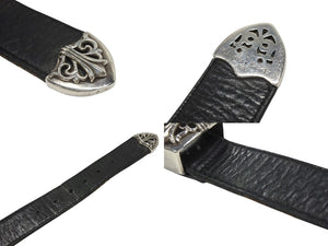 CHROME HEARTS クロムハーツ 3PC Classic 3PC belt ベルト ブラック レザー シルバー925 美品 中古 4b006567