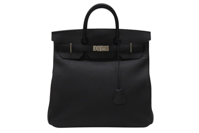 新品同様 HERMES エルメス ハンドバッグ オータクロア40 ブラック U刻印 トゴ パラジウム金具 中古 4b006571