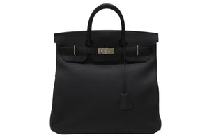 新品同様 HERMES エルメス ハンドバッグ オータクロア40 ブラック U刻印 トゴ パラジウム金具 中古 4b006571