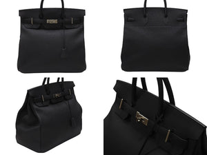 新品同様 HERMES エルメス ハンドバッグ オータクロア40 ブラック U刻印 トゴ パラジウム金具 中古 4b006571