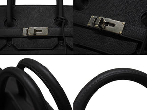 新品同様 HERMES エルメス ハンドバッグ オータクロア40 ブラック U刻印 トゴ パラジウム金具 中古 4b006571