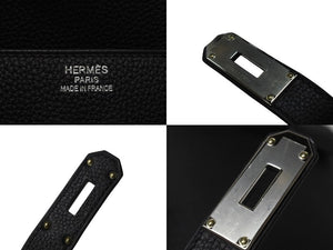 新品同様 HERMES エルメス ハンドバッグ オータクロア40 ブラック U刻印 トゴ パラジウム金具 中古 4b006571