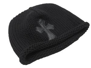 同様に CHROME HEARTS クロムハーツ クロスパッチ ニットキャップ ビーニー カシミヤ レザー シルバー925 ブラック ONE SIZE 中古 4b006574 