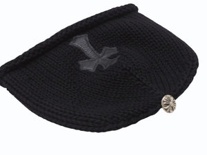 同様に CHROME HEARTS クロムハーツ クロスパッチ ニットキャップ ビーニー カシミヤ レザー シルバー925 ブラック ONE SIZE 中古 4b006574 