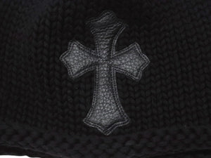 同様に CHROME HEARTS クロムハーツ クロスパッチ ニットキャップ ビーニー カシミヤ レザー シルバー925 ブラック ONE SIZE 中古 4b006574 
