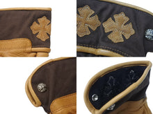 Load image into Gallery viewer, 新品未使用 CHROME HEARTS クロムハーツ レザーグローブ サイズM CHプラスパッチ クロスボールボタン 6パッチ シルバー925 中古 4b006590