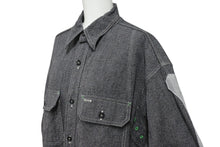 Load image into Gallery viewer, 極美品 KAPITAL キャピタル GRANDRELLE 2TONES BONE PATCH VENTILATOR WORKSHIRT 長袖シャツ K2504LS143 サイズXL チャコール 中古 4b006595