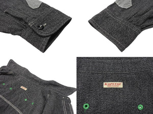 極美品 KAPITAL キャピタル GRANDRELLE 2TONES BONE PATCH VENTILATOR WORKSHIRT 長袖シャツ K2504LS143 サイズXL チャコール 中古 4b006595