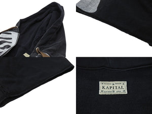 新品未使用 KAPITAL キャピタル 25SS 裏毛 デビルフードブルゾン パーカー ブラック ボーン 骨 K2504LC156 シルバー金具 サイズF 中古 4b006596