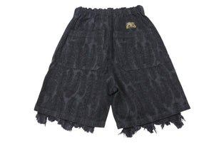 極美品 KAPITAL キャピタル 12OZ MAGPIE DENIM W-KNEE EASY SHORT PANTS デニムショーツ K2503SP025 サイズXL ブラック 中古 4b006598