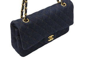 新品未使用 CHANEL シャネル マトラッセ25 Wフラップ Wチェーンショルダーバッグ A01112 ランダム番台 ココマーク デニム 中古 4b006604