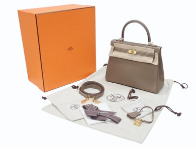 新品未使用 HERMES エルメス KELLY ケリー25 2WAYハンドバッグ 内縫い トゴ エトゥープ ゴールド金具 W刻印 4b006610