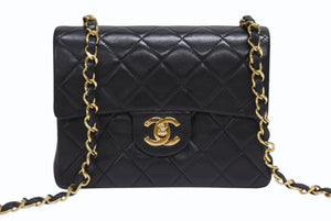 極美品 CHANEL シャネル ミニマトラッセ17 Sフラップ Sチェーンショルダーバッグ 1番台 ラムスキン ココマーク ブラック 中古 4b006615