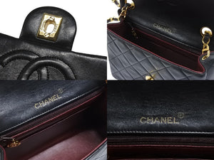 極美品 CHANEL シャネル ミニマトラッセ17 Sフラップ Sチェーンショルダーバッグ 1番台 ラムスキン ココマーク ブラック 中古 4b006615