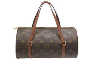 極美品 LOUIS VUITTON ルイヴィトン パピヨン26 ハンドバッグ M51386 モノグラム PVC レザー ブラウン ゴールド金具 中古 4b006617