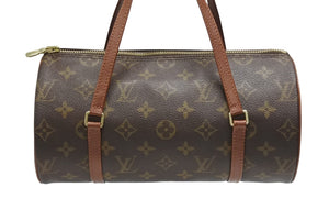 極美品 LOUIS VUITTON ルイヴィトン パピヨン26 ハンドバッグ M51386 モノグラム PVC レザー ブラウン ゴールド金具 中古 4b006617