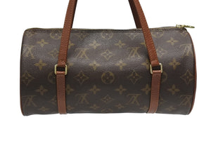極美品 LOUIS VUITTON ルイヴィトン パピヨン26 ハンドバッグ M51386 モノグラム PVC レザー ブラウン ゴールド金具 中古 4b006617