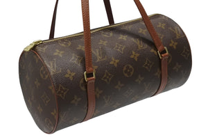 極美品 LOUIS VUITTON ルイヴィトン パピヨン26 ハンドバッグ M51386 モノグラム PVC レザー ブラウン ゴールド金具 中古 4b006617