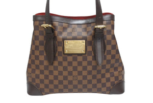 極美品 LOUIS VUITTON ルイヴィトン ハムステッドMM トートバッグ N51204 ダミエ エベヌ ブラウン レザー PVC 中古 4b006619