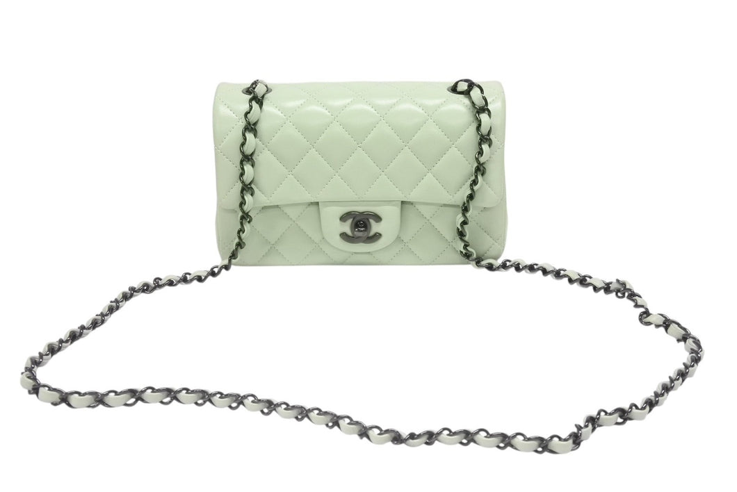 新品未使用 CHANEL シャネル ミニマトラッセ 20 Sフラップ Sチェーンショルダーバッグ ランダム番台 ラムスキン ココマーク グリーン 中古 4b006620
