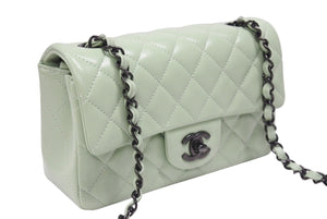 新品未使用 CHANEL シャネル ミニマトラッセ 20 Sフラップ Sチェーンショルダーバッグ ランダム番台 ラムスキン ココマーク グリーン 中古 4b006620