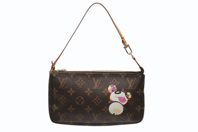 極美品 LOUIS VUITTON ルイヴィトン ポシェット アクセソワール パンダ M51981 モノグラム アクセポ ハンドバッグ 村上隆 中古 4b006629