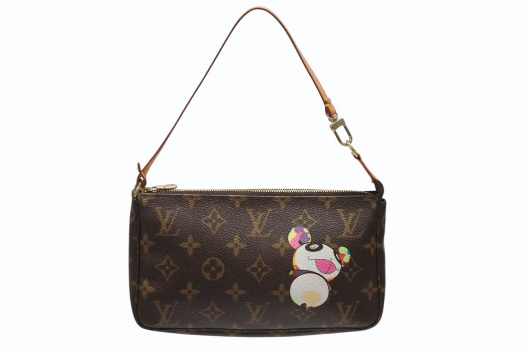 極美品 LOUIS VUITTON ルイヴィトン ポシェット アクセソワール パンダ M51981 モノグラム アクセポ ハンドバッグ 村上隆 中古 4b006629