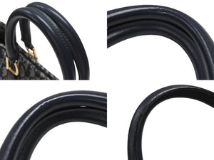 Christian Dior クリスチャンディオール トロッター ハンドバッグ ガリアーノ期 BO B 0071 ネイビー ゴールド金具 美品 中古 4b006632