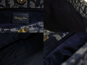 Christian Dior クリスチャンディオール トロッター ハンドバッグ ガリアーノ期 BO B 0071 ネイビー ゴールド金具 美品 中古 4b006632