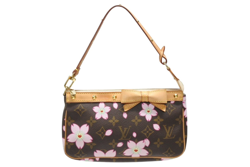極美品 LOUISVUITTON ルイヴィトン ポシェット アクセソワール アクセサリーポーチ M92006 モノグラム チェリーブロッサム 村上隆 中古 4b006633