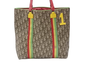 CHRISTIAN DIOR クリスチャンディオール ラスタライン トロッター トートバッグ 11-MA-0034 ベージュ ラスタカラー 美品 中古 4b006634
